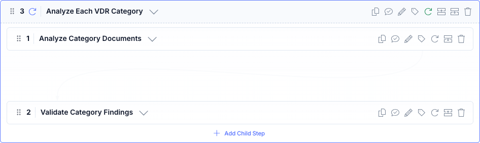 Clear Ideas governed agent definition with a selected workflow step and child steps